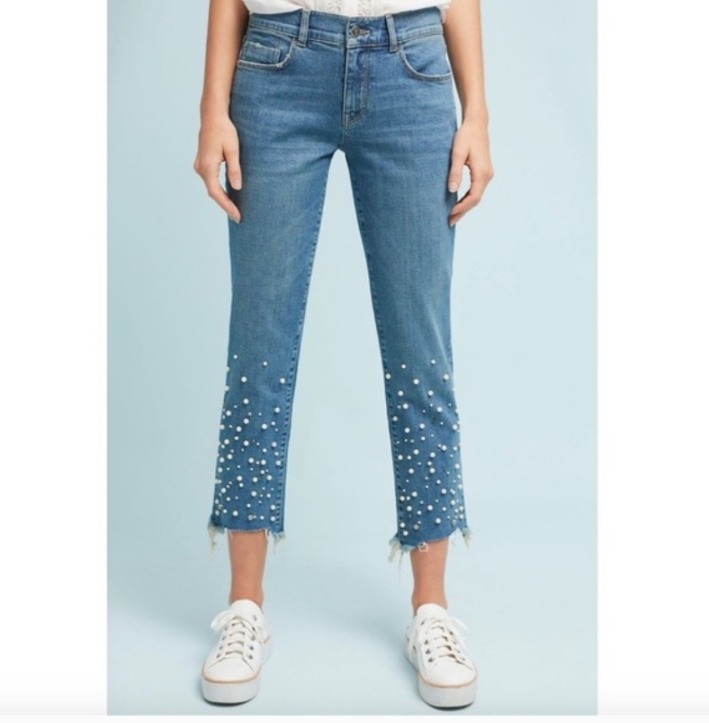 Anthropologie Pilcro Pearl Embellished Hyphen Jeans - Picture 2 of 6